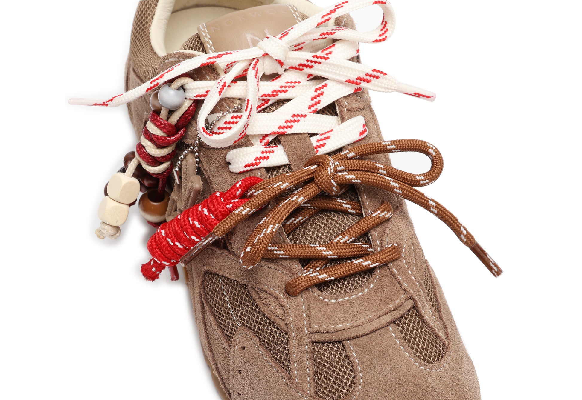 Atlas Mesh Mushroom Suede - lace closeup view