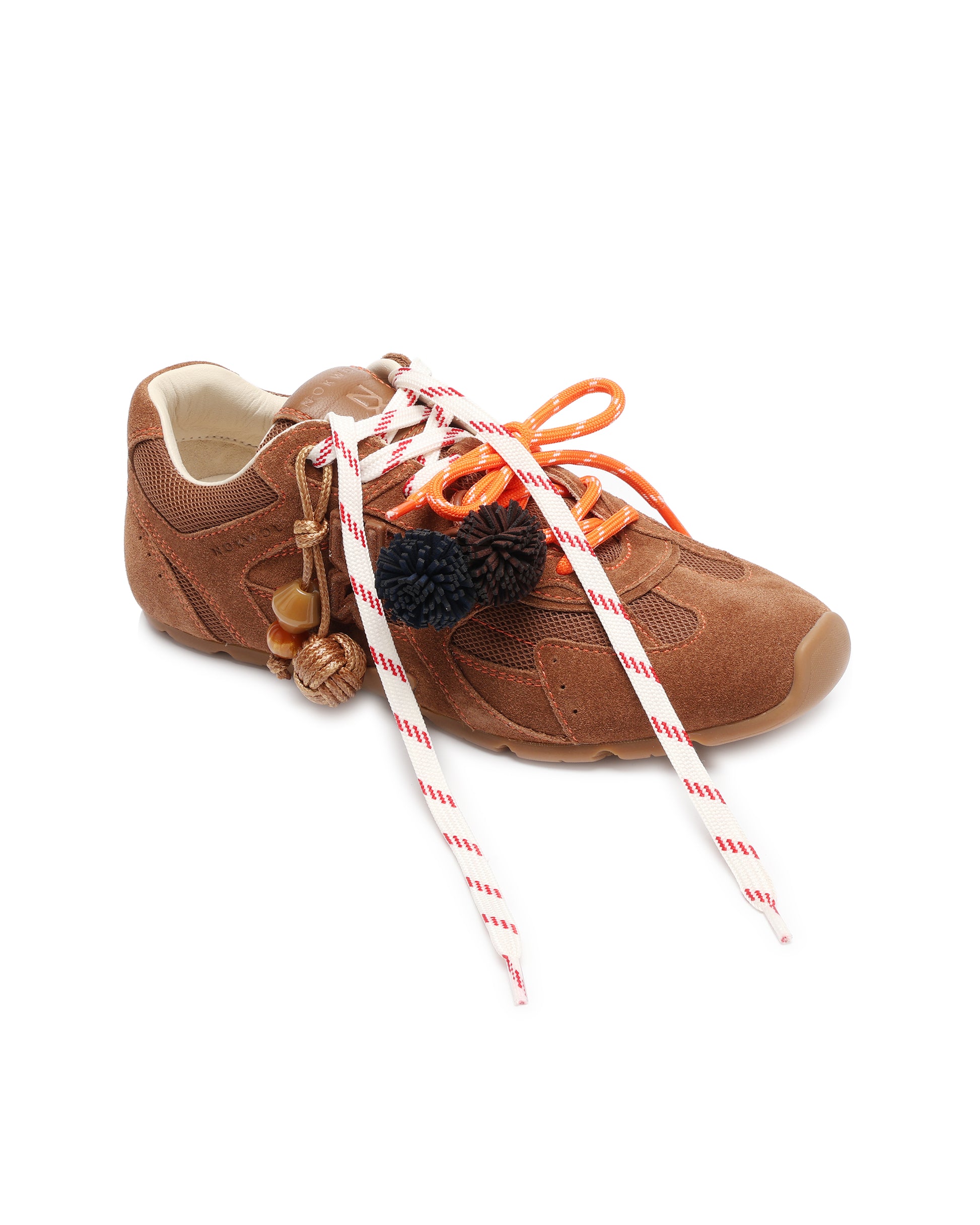 Atlas Mesh Tan Suede Sneakers - lace view