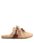 Atlas Slide Beige Suede Mules - side view