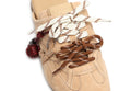 Atlas Slide Beige Suede Mules - lace view closeup