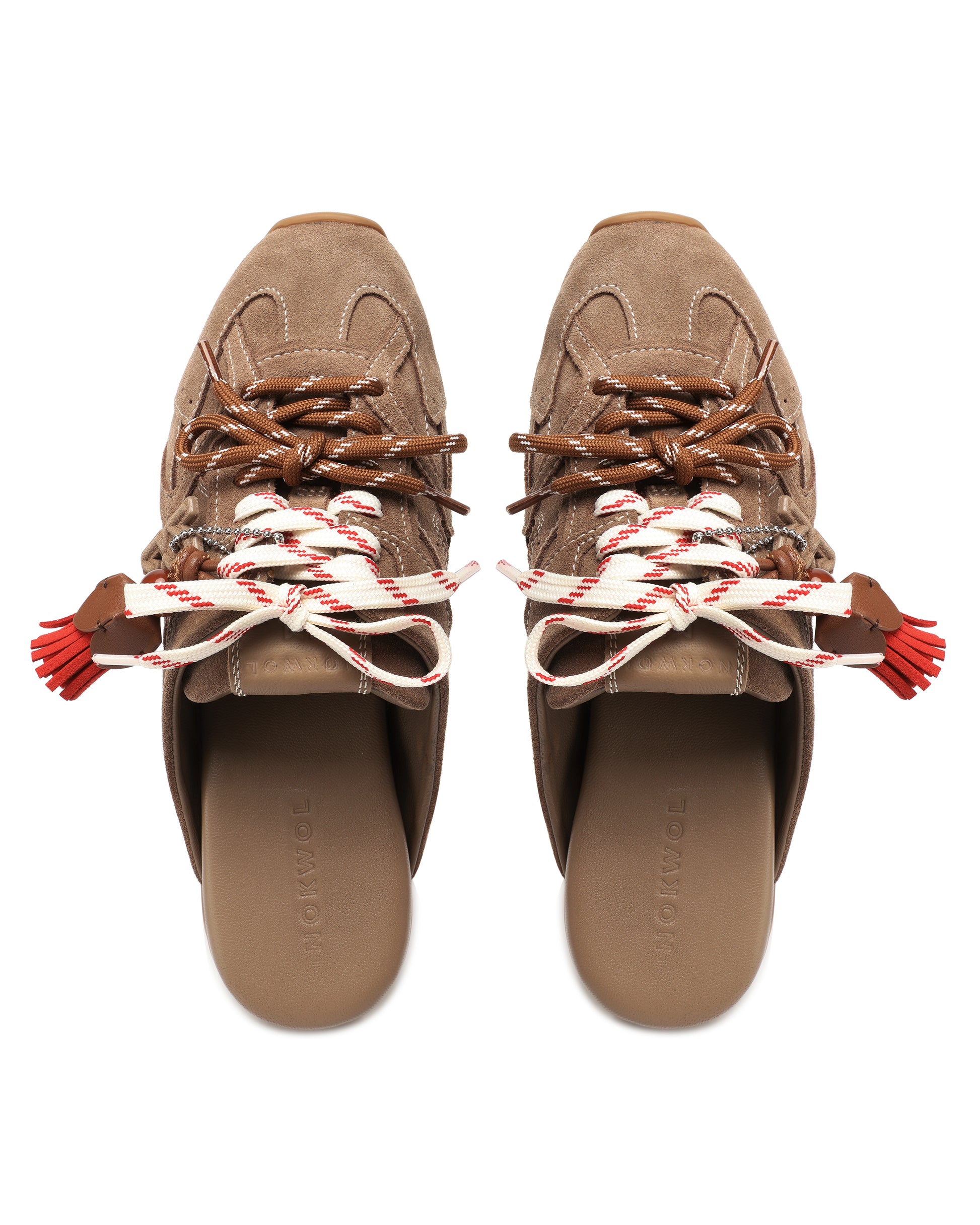 Atlas Slide Mushroom Suede - top lace style view