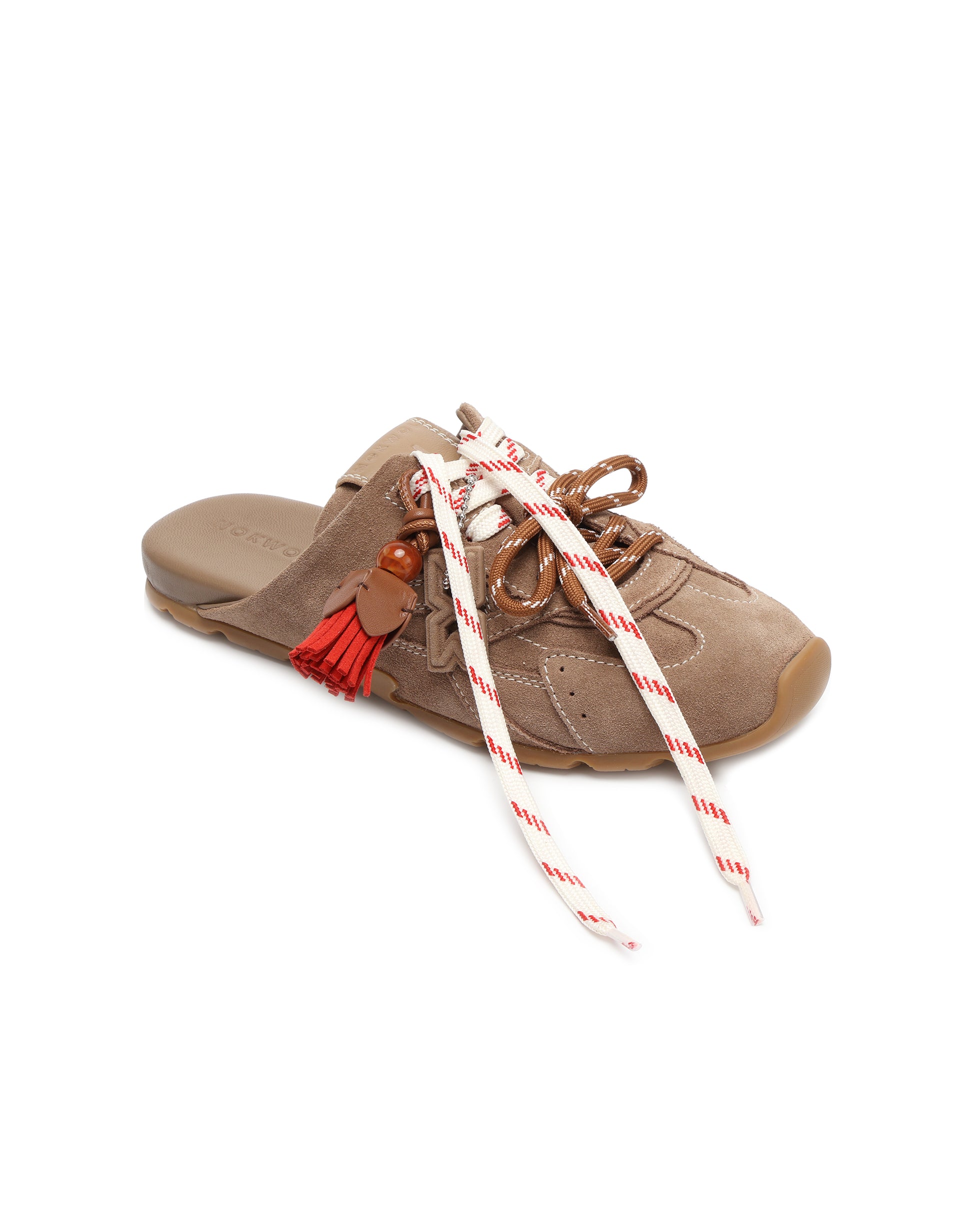 Atlas Slide Mushroom Suede - lace detail