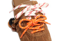 Atlas Slide Tan Suede Mules - lace view close up