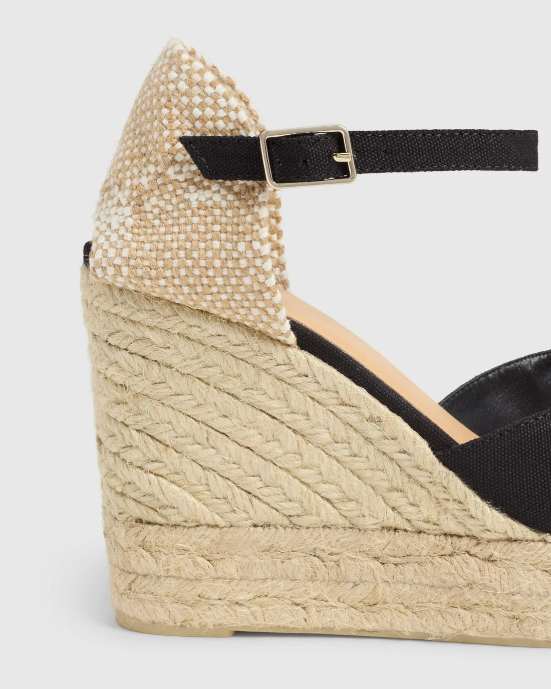 Bianca 8ED Negro Peeptoe Wedge Espadrille